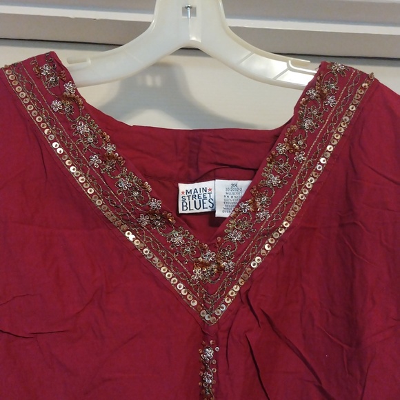 Main Street blues mulberry Bohemian style cotton tunic size 3x - Picture 2 of 7